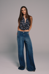 Calça Wide Leg Recortes