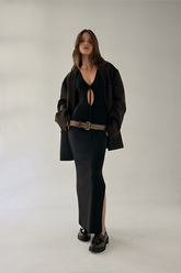 Vestido Tricot Longo Decote Gota