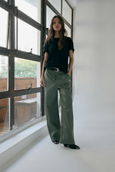 Calça Wide Leg Couro Ecológico