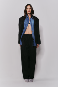 Calça Wide Leg Risca de Giz