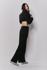 Calça Wide Leg Risca de Giz