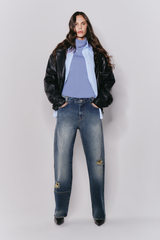 Jaqueta Bomber Oversized Couro Ecológico