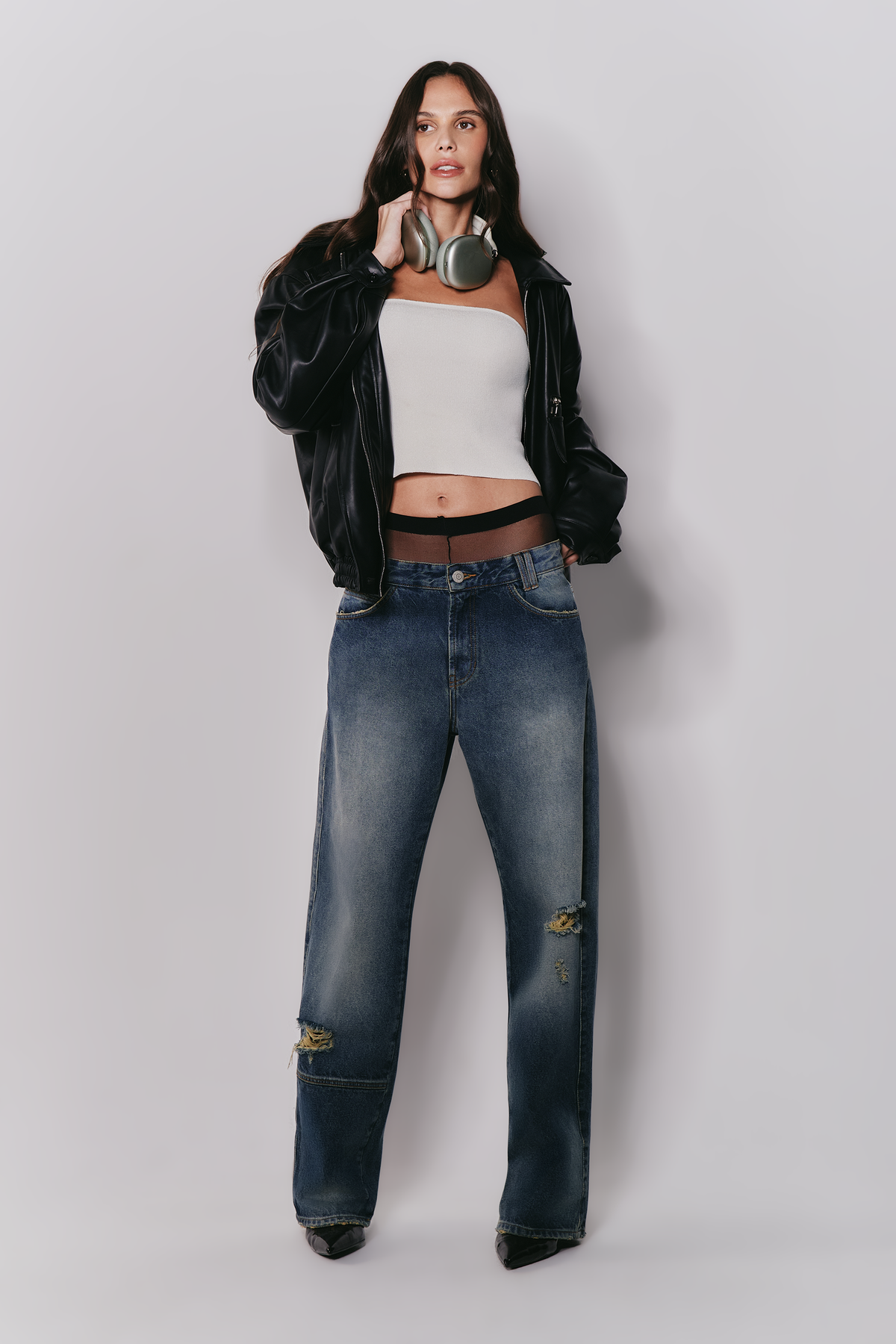 Calça Wide Leg Destroyed