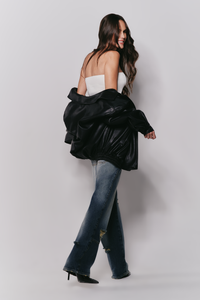 Jaqueta Bomber Oversized Couro Ecológico