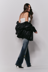 Jaqueta Bomber Oversized Couro Ecológico