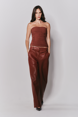 Calça Wide Leg Couro Ecológico