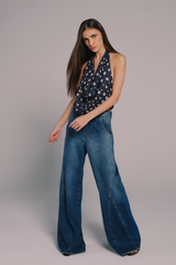 Calça Wide Leg Recortes
