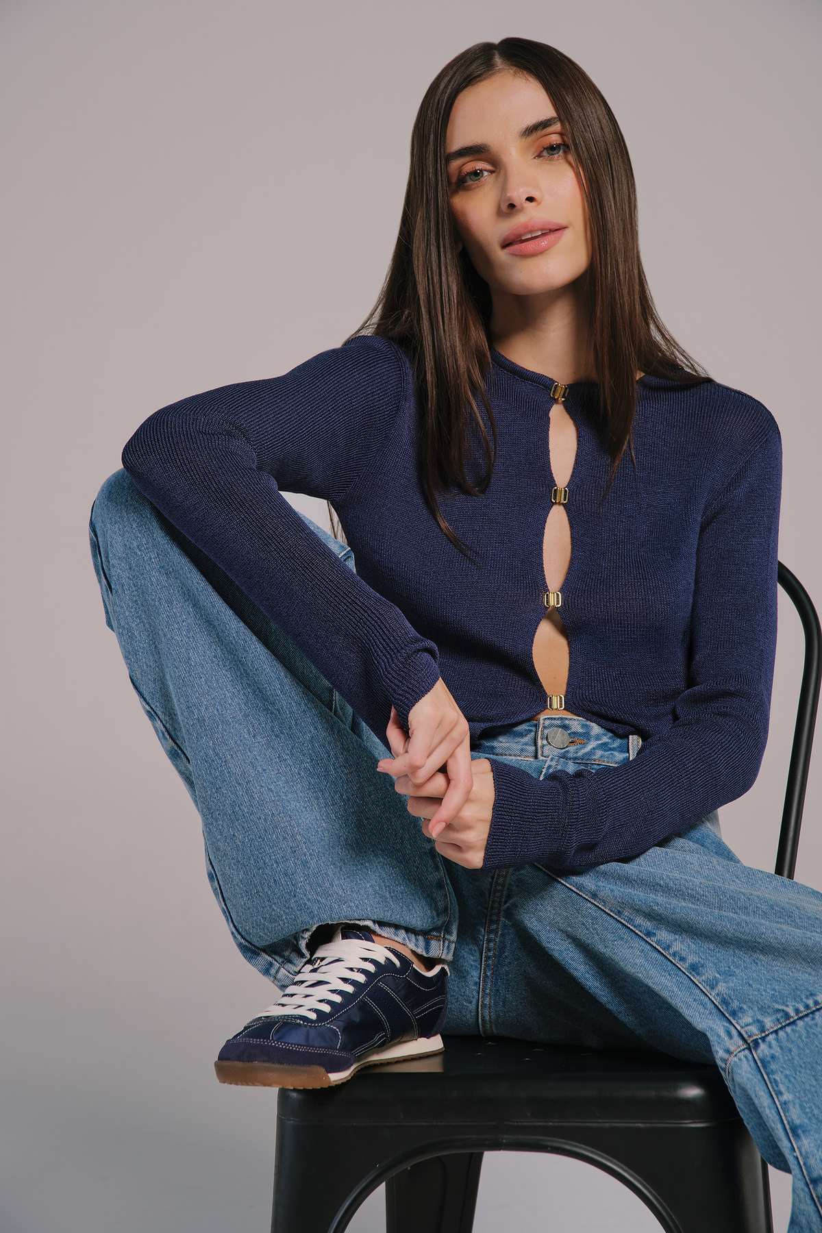 Blusa Tricot Detalhe Metal