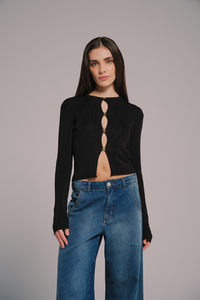 Blusa Tricot Detalhe Metal
