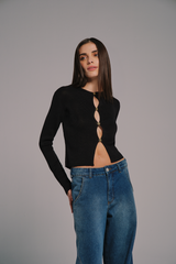 Blusa Tricot Detalhe Metal