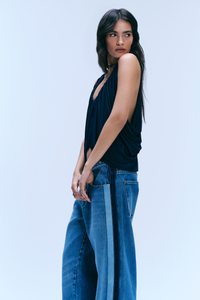 Calça Jeans Wide Leg Stripe