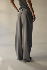Calça Wide Leg de Cintura Baixa com Passantes Duplos