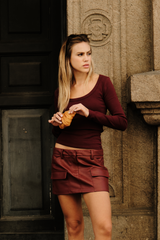 Mini Saia Couro Ecológico